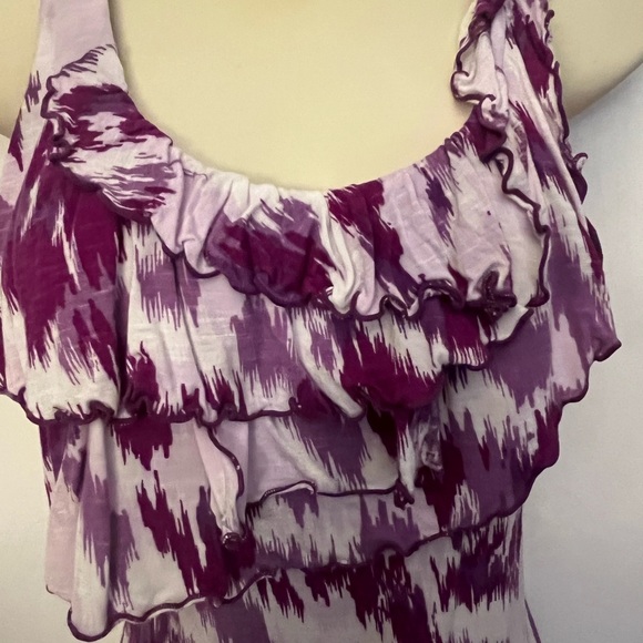 Purple and White Ruffled Racerback Top - Picture 7 of 8